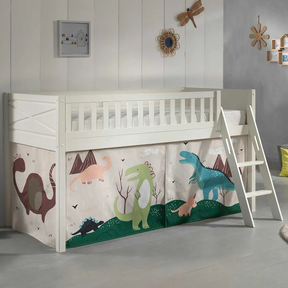 Wohnen Kinderbetten*Hochbett Dinos in Weiß - Synaro