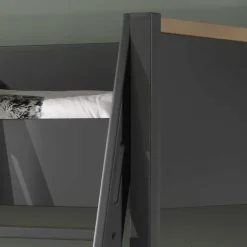 Kinder Wohnen Hochbett mit Schrank in Anthrazit - Waltma (zweiteilig)