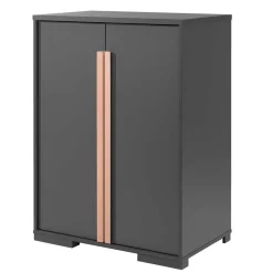 Kinder Wohnen Hochbett mit Schrank in Anthrazit - Waltma (zweiteilig)