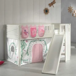 Wohnen Weiße Möbel|Jugendbetten*Hochbett mit schräger Rutsche Schmetterlinge und Burg - Jimm