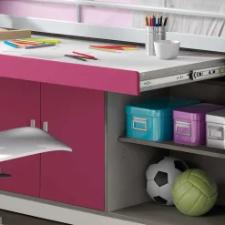 Kinder Wohnen Hochbett Nina in Weiß-Pink