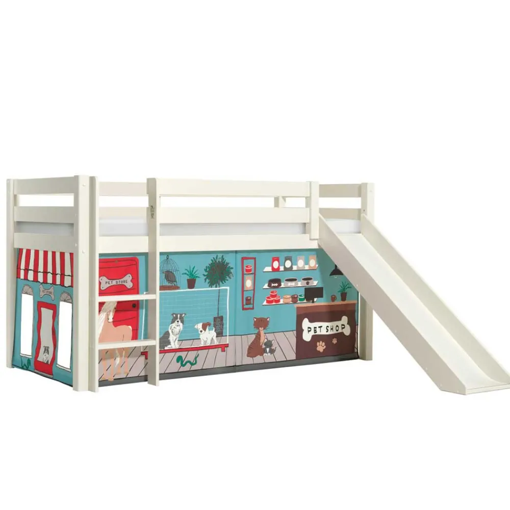Kinder Wohnen Hochbett Spielbett mit Haustier Shop Vorhang - Lissy