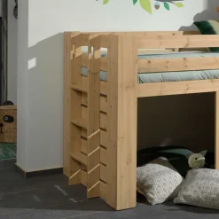 Kinder Wohnen Hochbett Spielhütte aus Kiefer Massivholz - Nikolav
