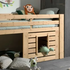 Kinder Wohnen Hochbett Spielhütte aus Kiefer Massivholz - Nikolav