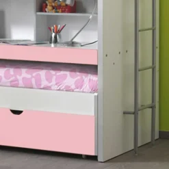 Wohnen Kinderbetten*Hochbett Trio in Weiß-Rosa