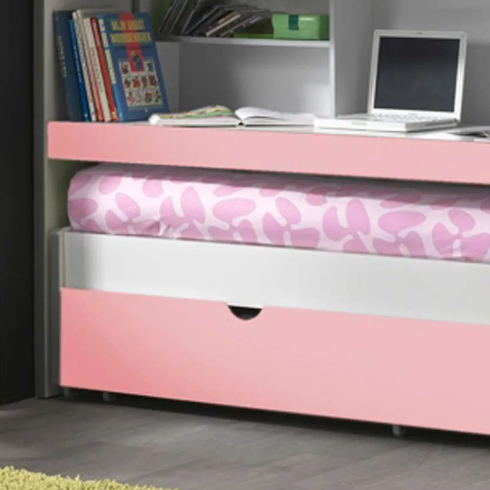 Wohnen Kinderbetten*Hochbett Trio in Weiß-Rosa