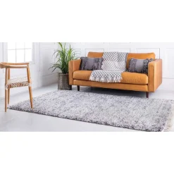 Wohnen Hochflor Läufer Teppich in Grau und Creme - Cesario