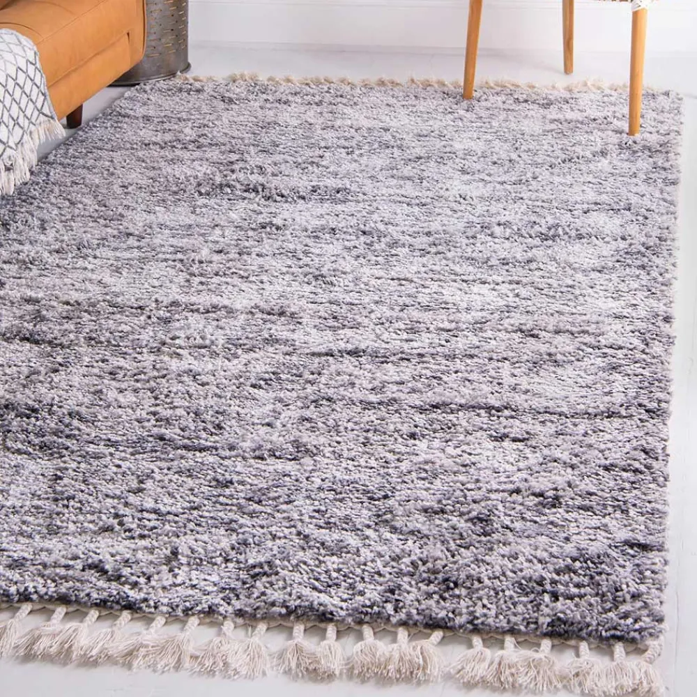 Wohnen Hochflor Läufer Teppich in Grau und Creme - Cesario