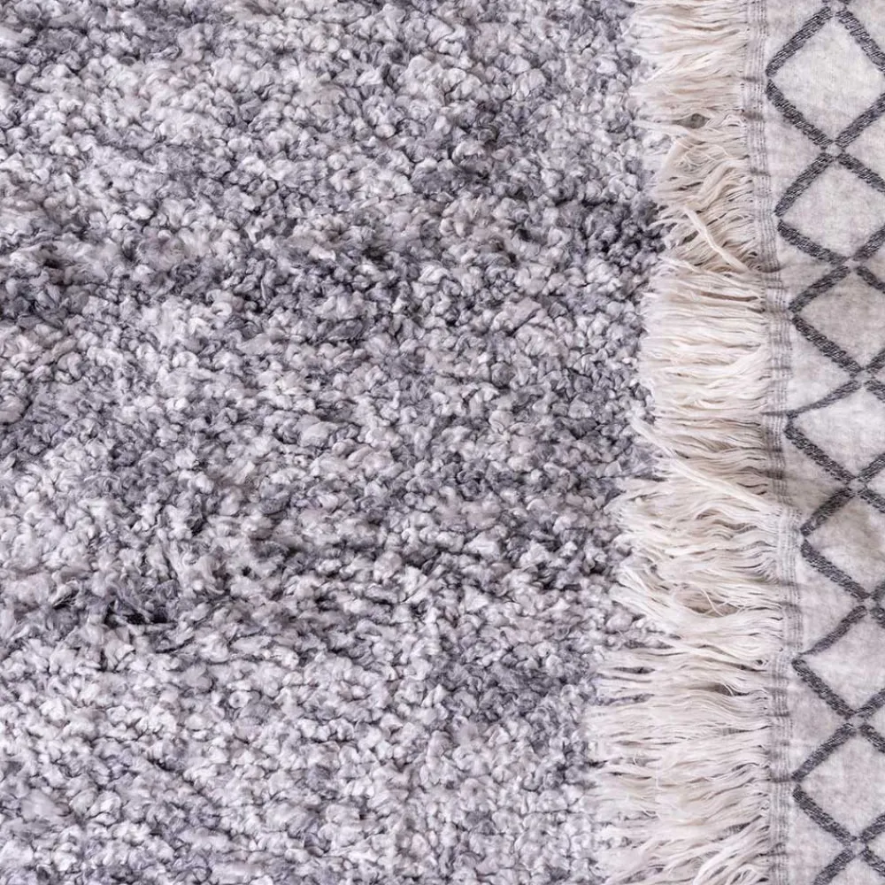 Wohnen Hochflor Läufer Teppich in Grau und Creme - Cesario