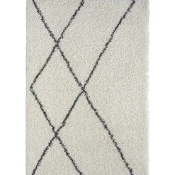 Wohnen Hochflor Teppich in Creme und Schwarz - You