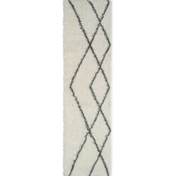 Wohnen Hochflor Teppich in Creme und Schwarz - You