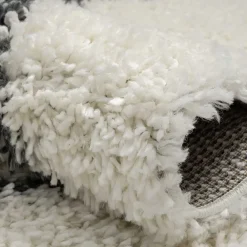 Wohnen Hochflor Teppich in Creme und Schwarz - You