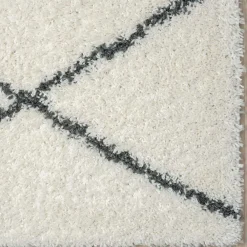 Wohnen Hochflor Teppich in Creme und Schwarz - You