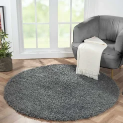 Wohnen Hochflor Teppich in Dunkelgrau - Eleva