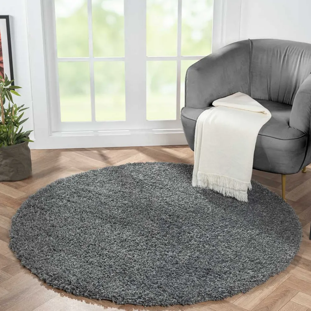 Wohnen Hochflor Teppich in Dunkelgrau - Eleva