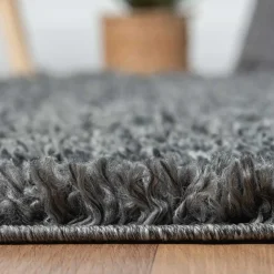 Wohnen Hochflor Teppich in Dunkelgrau - Eleva