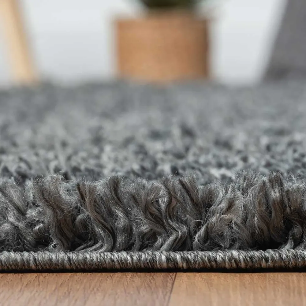 Wohnen Hochflor Teppich in Dunkelgrau - Eleva