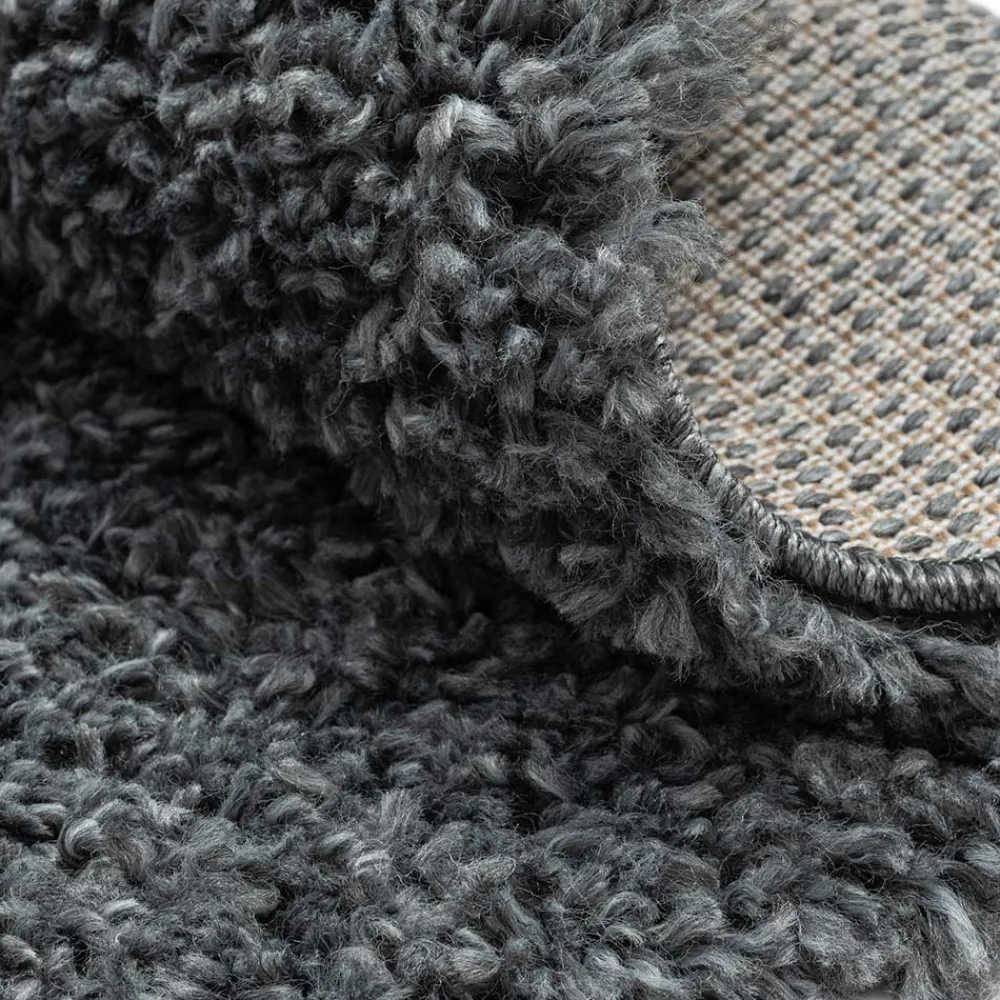 Wohnen Hochflor Teppich in Dunkelgrau - Eleva