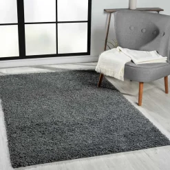 Wohnen Teppiche*Hochflor Teppich in dunklem Grau - Bescion