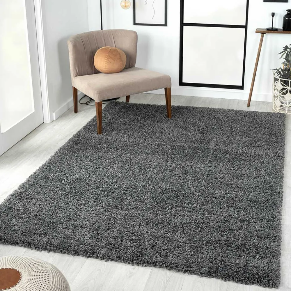 Wohnen Teppiche*Hochflor Teppich in dunklem Grau - Bescion