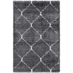 Wohnen Hochflor Teppich in Grau und Creme - Ilena