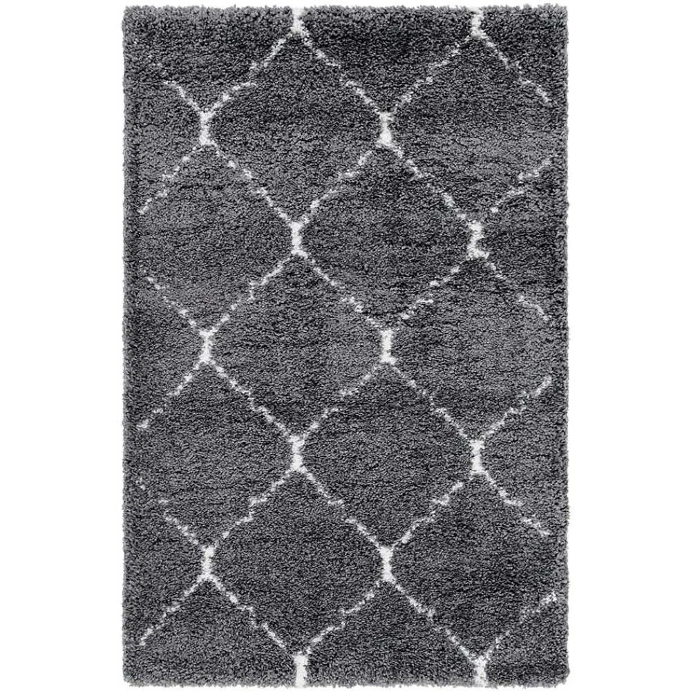 Wohnen Hochflor Teppich in Grau und Creme - Ilena