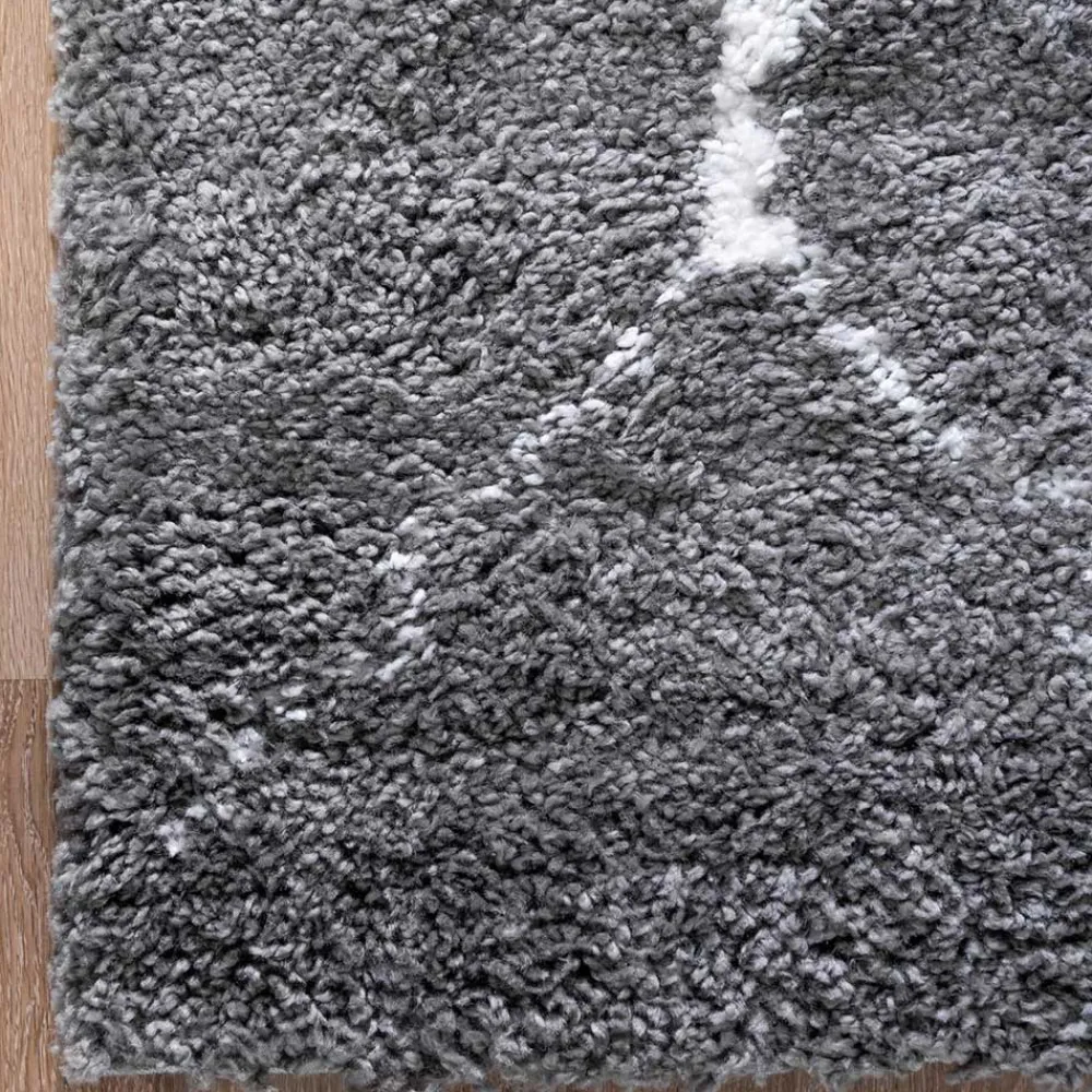 Wohnen Hochflor Teppich in Grau und Creme - Ilena