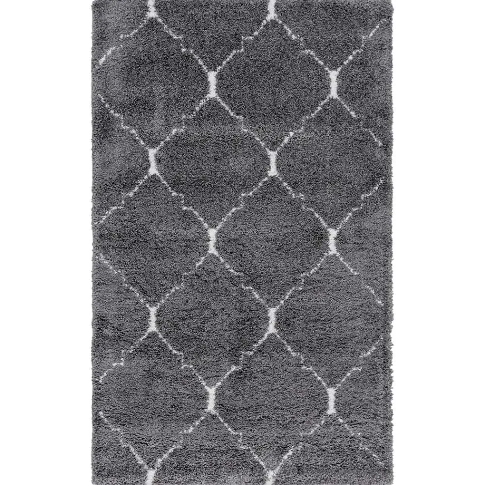 Wohnen Hochflor Teppich in Grau und Creme - Ilena