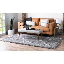 Wohnen Hochflor Teppich in Grau und Creme - Ilena