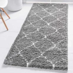 Wohnen Hochflor Teppich in Grau und Creme - Ilena