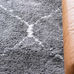 Wohnen Hochflor Teppich in Grau und Creme - Ilena