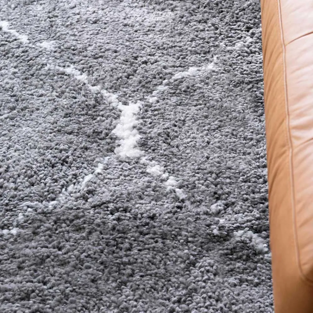 Wohnen Hochflor Teppich in Grau und Creme - Ilena