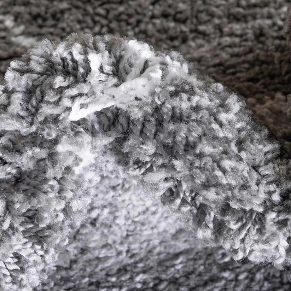 Wohnen Hochflor Teppich in Grau und Creme - Ilena
