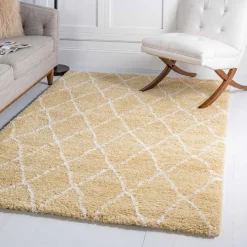 Wohnen Teppiche*Hochflor Teppich Läufer in Gelb und Creme - Luzifania