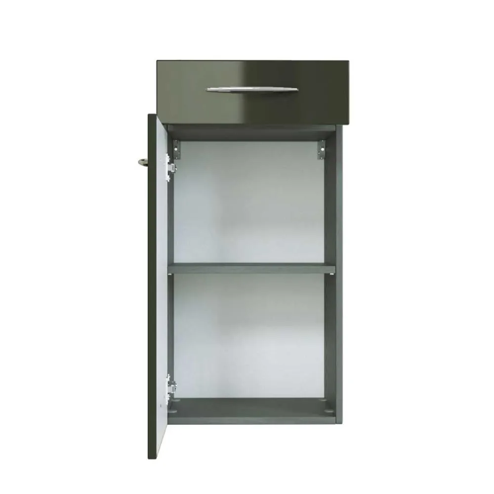 Wohnen Badschränke*Hochglanz Bad Unterschrank in Dunkelgrau Mladen für Wandmontage