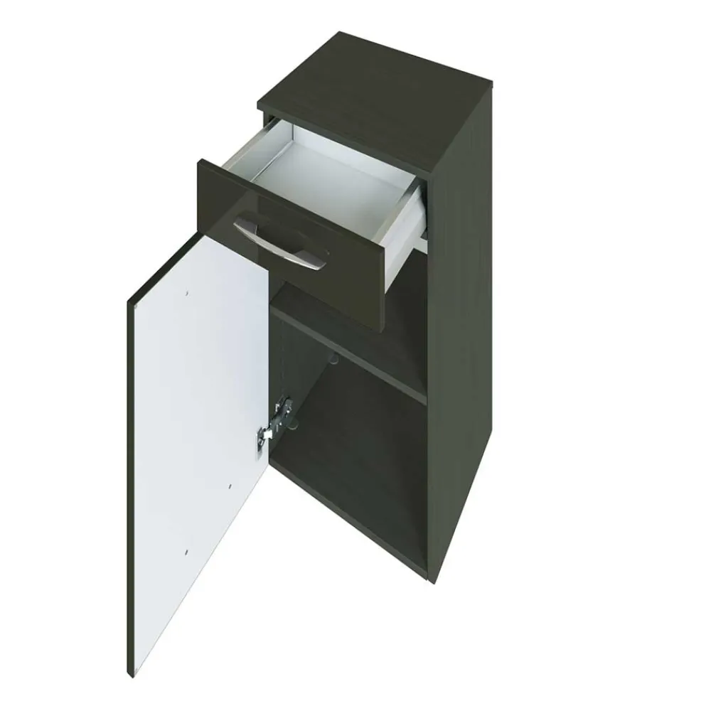 Wohnen Badschränke*Hochglanz Bad Unterschrank in Dunkelgrau Mladen für Wandmontage