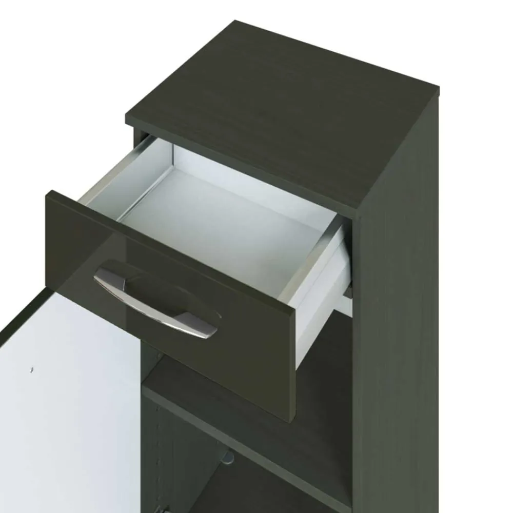 Wohnen Badschränke*Hochglanz Bad Unterschrank in Dunkelgrau Mladen für Wandmontage