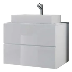 Wohnen Hochglanz Badezimmermöbel Set in Weiß - Hillary (vierteilig)