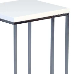 Wohnen Telefontische*Hochglanz Beistelltisch in Weiß Samanta mit verchromtem Metallgestell