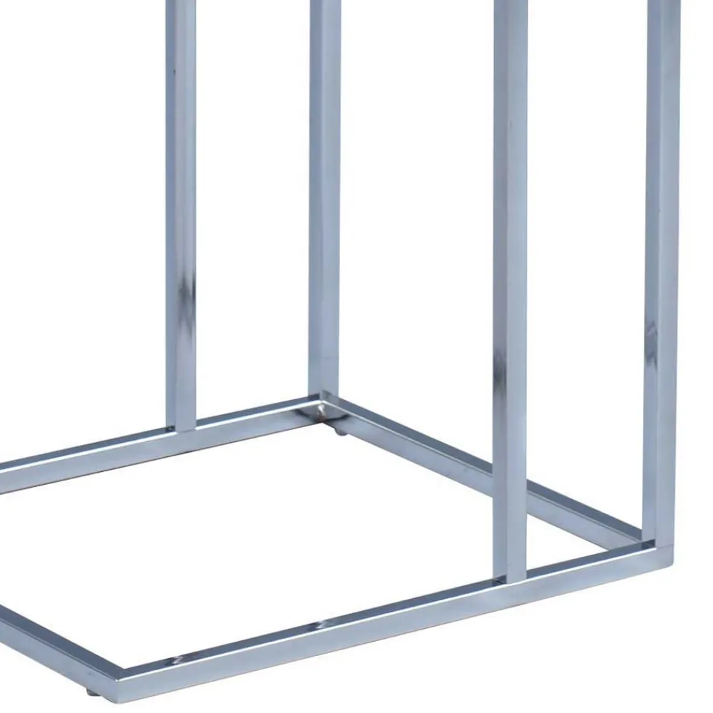 Wohnen Telefontische*Hochglanz Beistelltisch in Weiß Samanta mit verchromtem Metallgestell