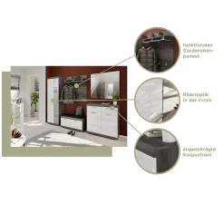 Wohnen Hochglanz Dielenmöbel Set - Nancys (dreiteilig)