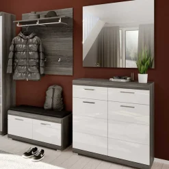 Wohnen Hochglanz Flureinrichtung Set - Nancys (vierteilig)