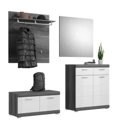 Wohnen Hochglanz Flureinrichtung Set - Nancys (vierteilig)