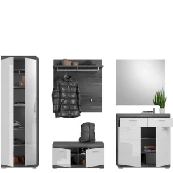 Wohnen Hochglanz Flurmäbel Kombination - Nancys (fünfteilig)