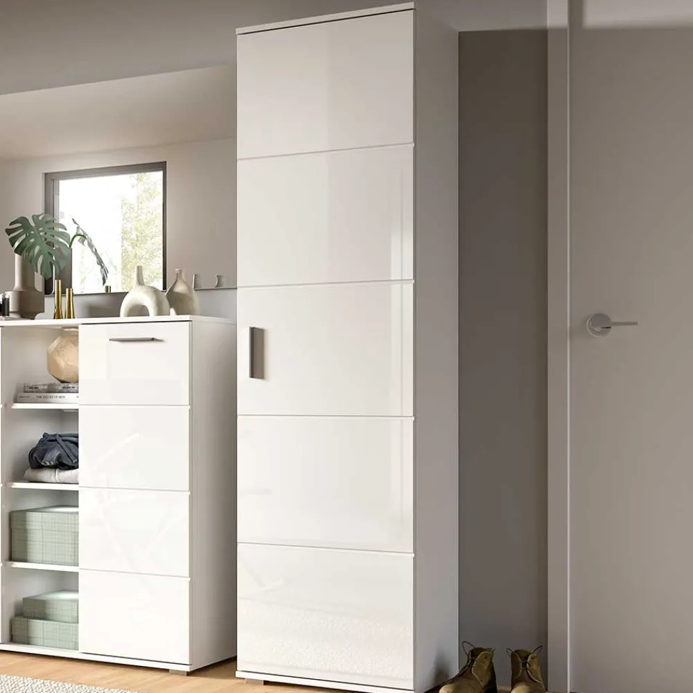 Wohnen Schränke|Garderobenschränke*Hochglanz Flurschrank in Weiß - Rugova