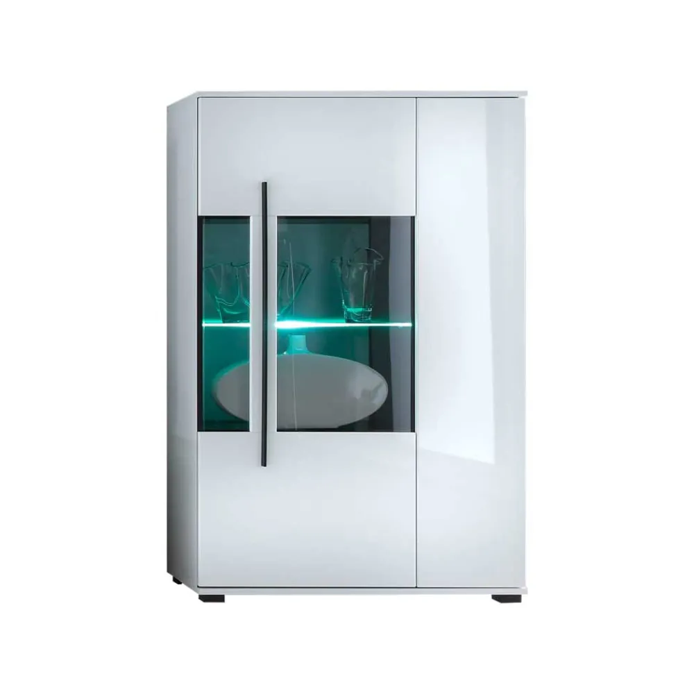 Wohnen Hochglanz Highboard Jetongos in Weiß Glas