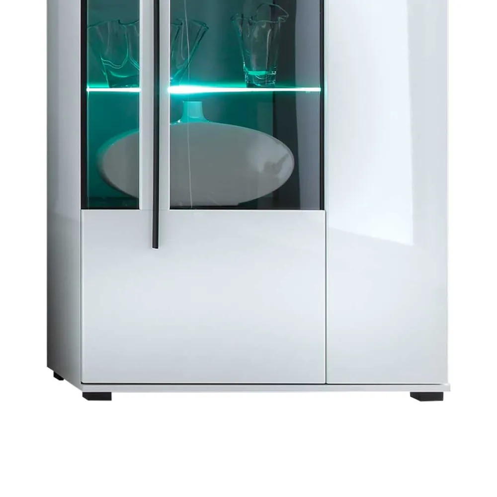 Wohnen Hochglanz Highboard Jetongos in Weiß Glas