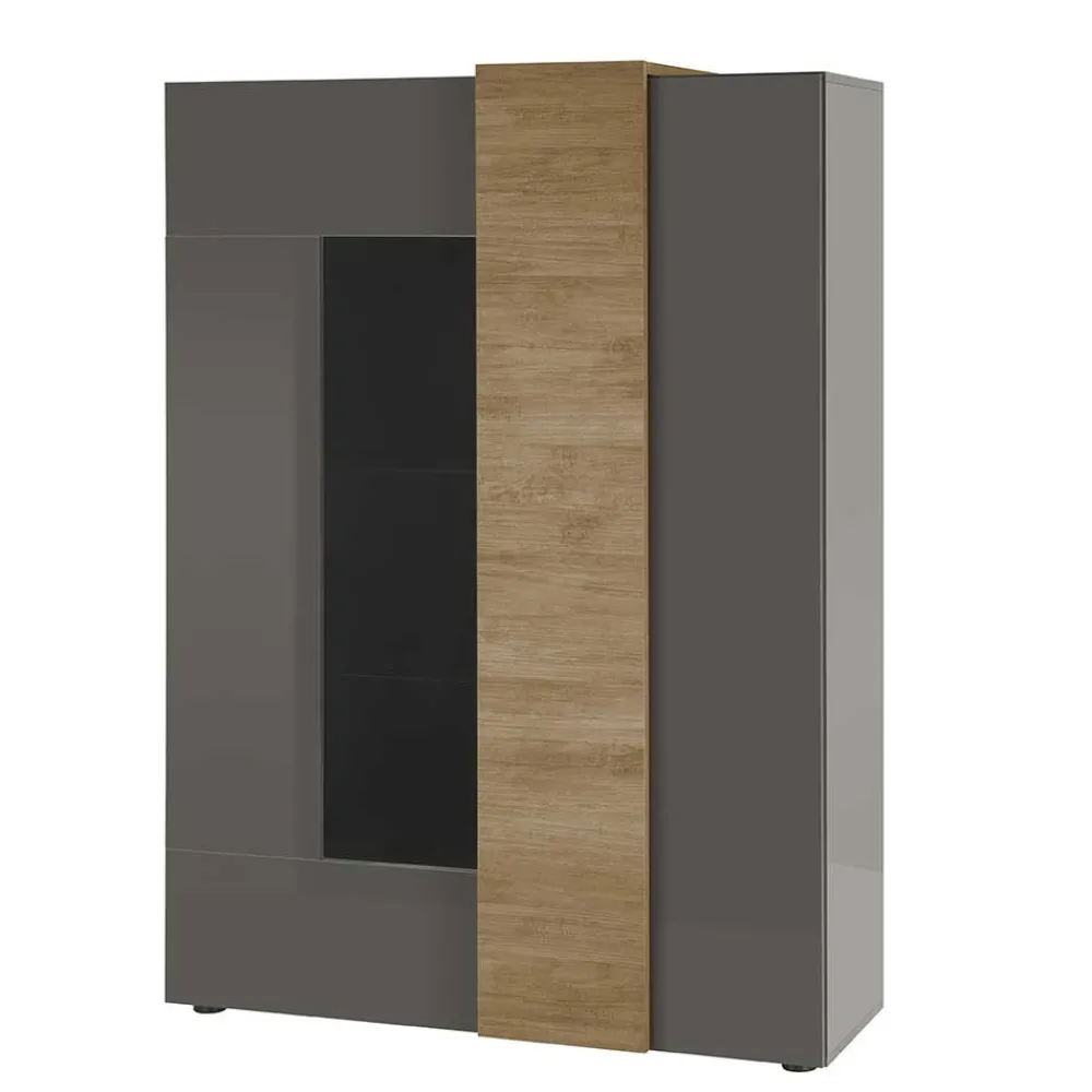 Wohnen Hochglanz Highboard mit Glas - Eracosta