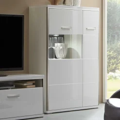Wohnen Esszimmerschränke|Highboards*Hochglanz Highboard Tacroma in Weiß Glas