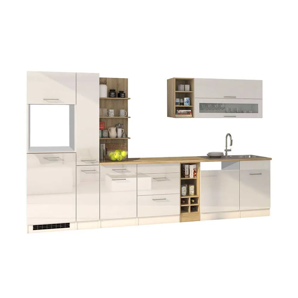 Wohnen Hochglanz Küchenmöbel in Weiß - Cuneo (zehnteilig)